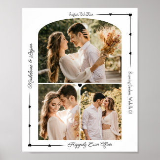 Affiche Mariage Couple Photo personnalisée Collage Coeurs