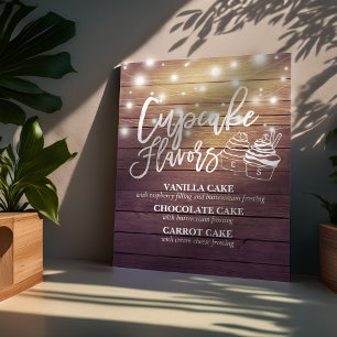 Affiche Mariage Cupcake Flavers Couple Mason Jar Bois