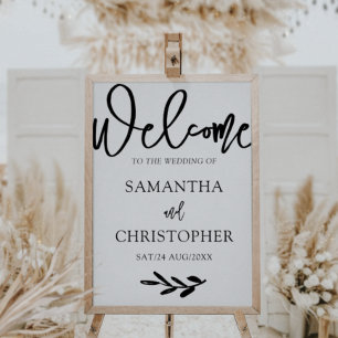 Affiche Mariage d'accueil moderne simple noir et blanc