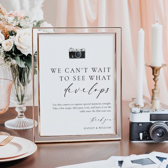 Affiche Mariage d'appareil photo minimaliste moderne Elles (Créateur téléchargé)