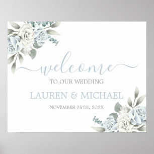 Affiche Mariage d'aquarelle bleu foncé