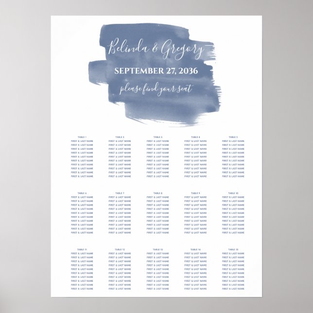 Affiche Mariage d'aquarelle bleu foncé (Devant)