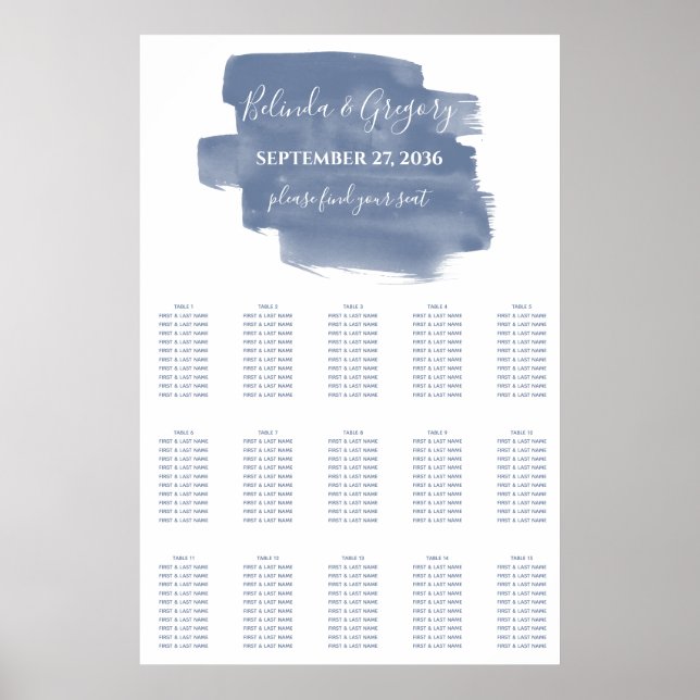 Affiche Mariage d'aquarelle bleu foncé (Devant)