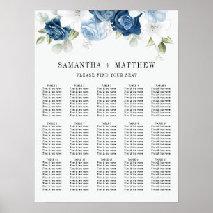 Affiche Mariage d'aquarelle bleu foncé