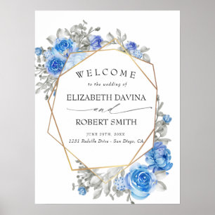 Affiche Mariage d'aquarelle bleu marine