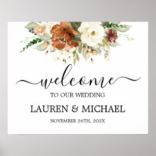 Affiche Mariage d'aquarelle de rouille d'automne