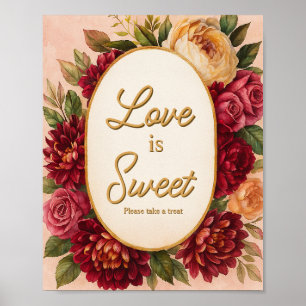 Affiche Mariage d'aquarelle florale de Bourgogne