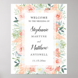 Affiche Mariage d'aquarelle florale Rose Pampas moderne