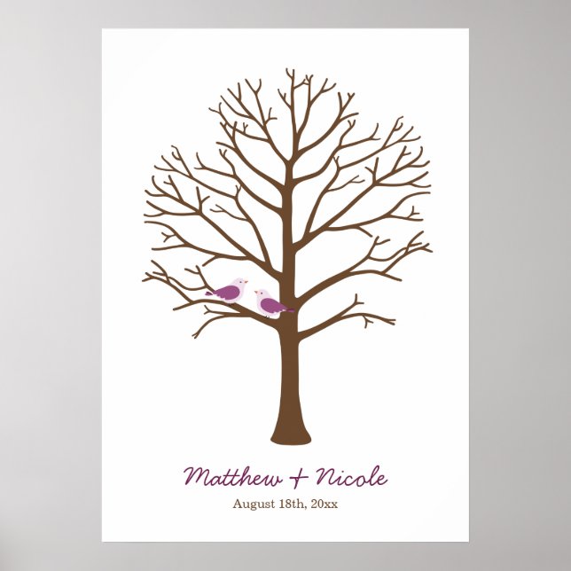 Affiche Mariage d'arbre d'empreintes Brown violet (Devant)