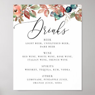 Affiche Mariage d'automne botanique élégant   Menu des boi