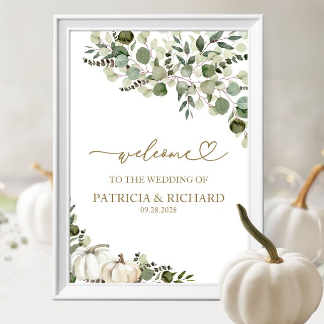 Affiche Mariage d'automne Citrouille Verdure Bienvenue (Créateur téléchargé)