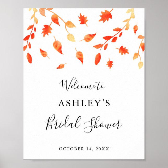 Affiche Mariage d'automne Fleurs de feuillage aquarelle (Devant)