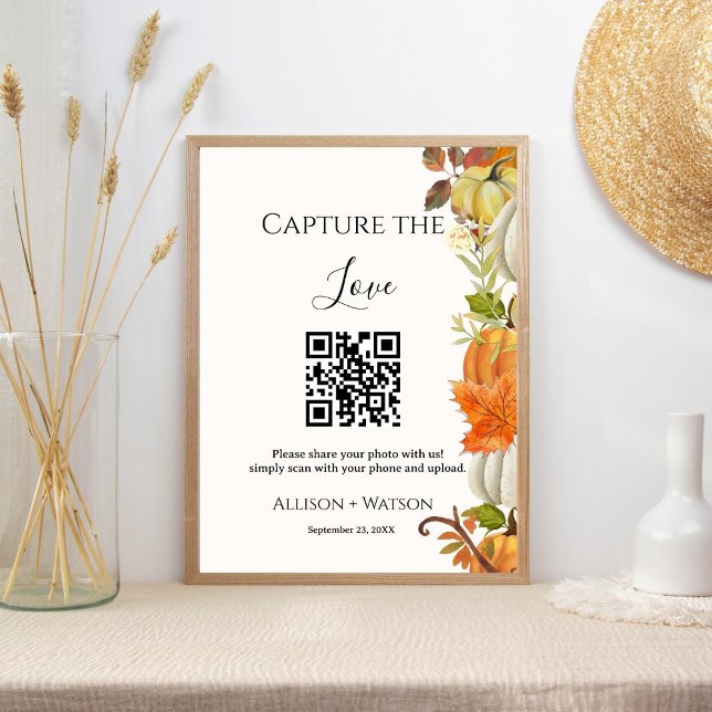 Affiche Mariage de automne Capture amour code QR mariage p (Créateur téléchargé)