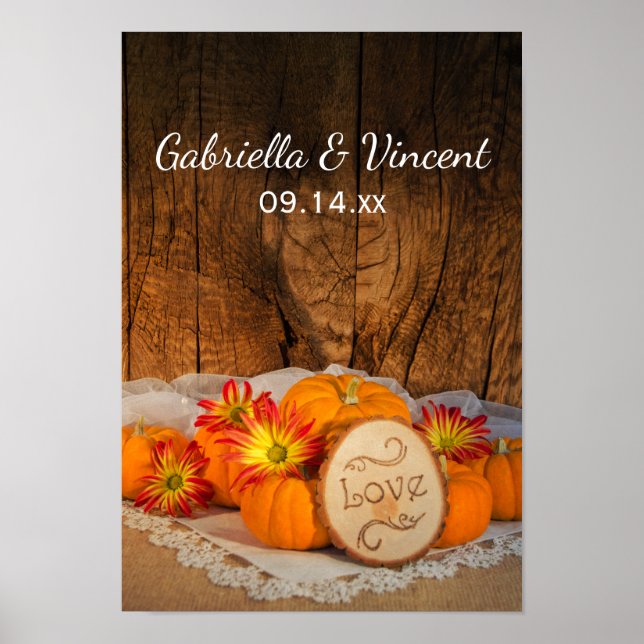 Affiche Mariage de automne Citrouille rustique (Devant)