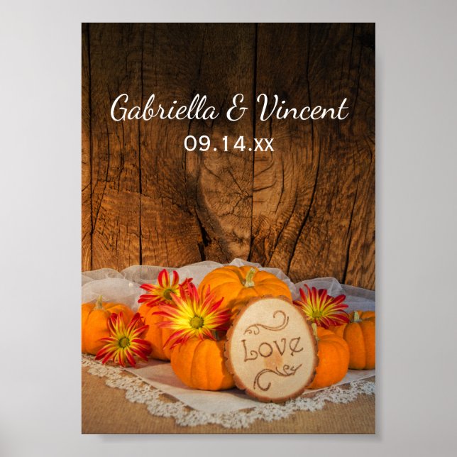 Affiche Mariage de automne Citrouille rustique (Devant)