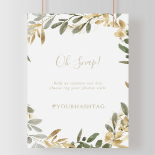 Affiche Mariage de automne Gold Green Oh Snap Sign
