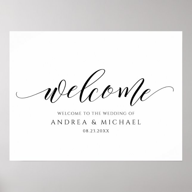 Affiche Mariage de bienvenue Calligraphie moderne Shower d (Devant)