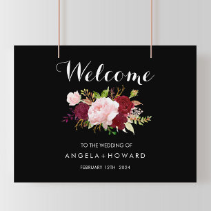 Affiche Mariage de bienvenue classique Tropical Noir Bourg