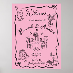 Affiche Mariage de bienvenue de Hannah arbalète ondulée