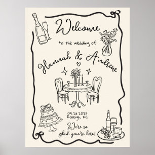 Affiche Mariage de bienvenue de Hannah arbalète ondulée