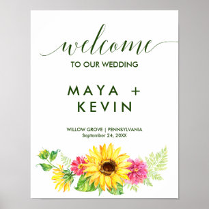 Affiche Mariage de bienvenue de tournesol d'été