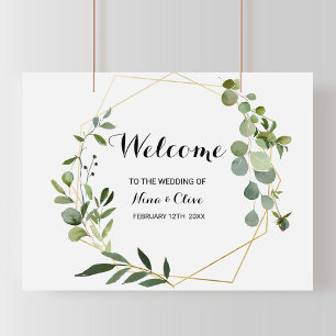 Affiche Mariage de bienvenue des Feuilles verts tropicaux