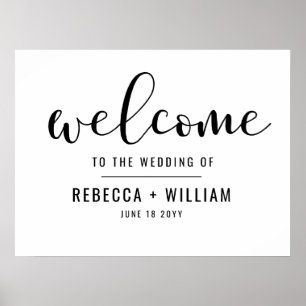 Affiche Mariage de bienvenue du script de calligraphie sim