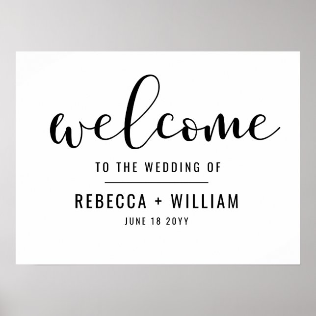 Affiche Mariage de bienvenue du script de calligraphie sim (Devant)
