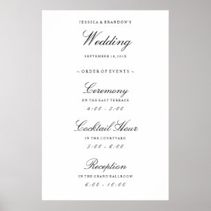 Affiche Mariage de bienvenue élégant Ordre des événements