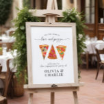 Affiche Mariage de bienvenue Love & Pizza<br><div class="desc">Poster Mariage de bienvenue Love & Pizza. Un signe de bienvenue idéal pour un dîner de répétition décontracté,  une fête de fiançailles ou un wedding shower !</div>
