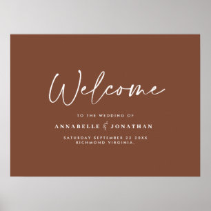 Affiche Mariage de bienvenue moderne mariage marron nature