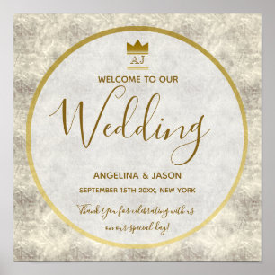 Affiche Mariage de bienvenue or élégant