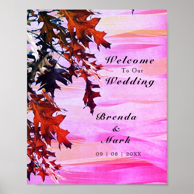 Affiche Mariage de bienvenue Orange Rose Swirl (Devant)
