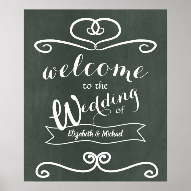 Affiche Mariage de bienvenue Signer Vintage Chalkboard Bud (Devant)