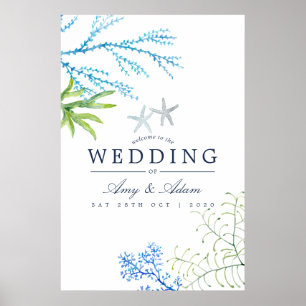 Affiche Mariage de bienvenue sur le thème de la plage avec