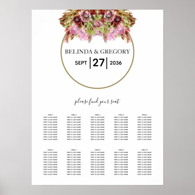 Affiche Mariage de bouquet de fleurs sauvages rustiques (Devant)