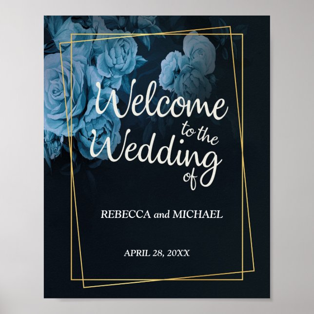 Affiche Mariage de cadre géométrique simple et chic or (Devant)