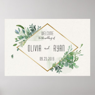 Affiche Mariage de cadre Gold Greenery