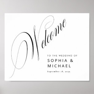 Affiche Mariage de calligraphie de script romantique Affic