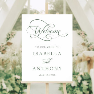Affiche Mariage de calligraphie élégante Sage Green Bienve