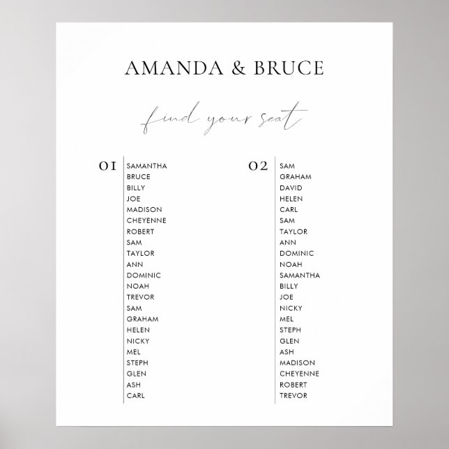 Affiche Mariage de calligraphie minimaliste moderne (Devant)