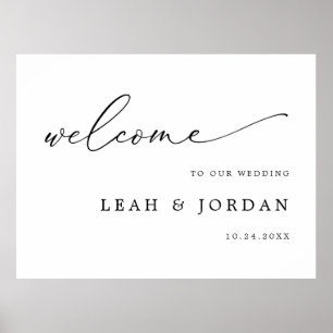 Affiche Mariage de calligraphie minimaliste moderne Bienve