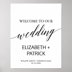 Affiche Mariage de calligraphie noir et blanc élégant