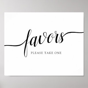Affiche Mariage de calligraphie noir et blanc "Faveurs"