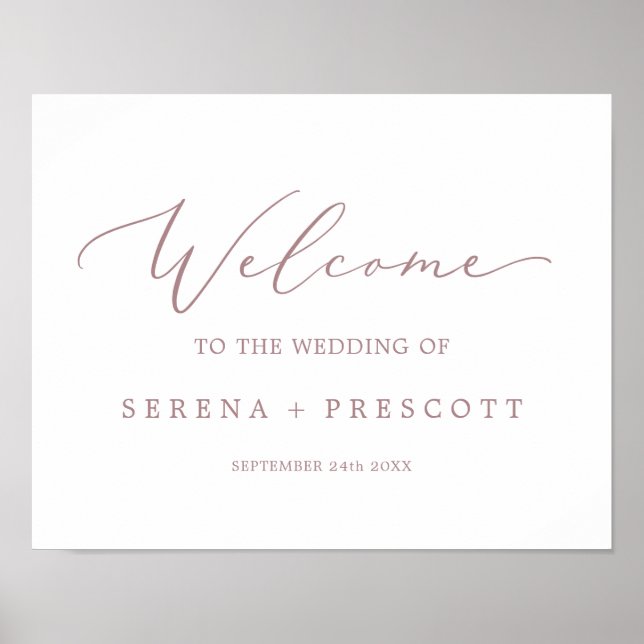 Affiche Mariage de calligraphie or Rose Delicy Bienvenue (Devant)