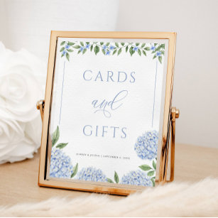 Affiche Mariage de cartes et cadeaux Blue Hydrangea