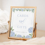 Affiche Mariage de cartes et cadeaux Blue Hydrangea<br><div class="desc">Personnalisez en utilisant le formulaire modèle.</div>