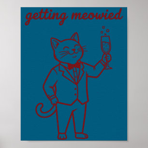Affiche Mariage de chat drôle meowied mariée marié longue