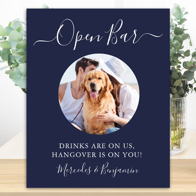 Affiche Mariage de chien personnalisé avec photo bleu mari (Créateur téléchargé)