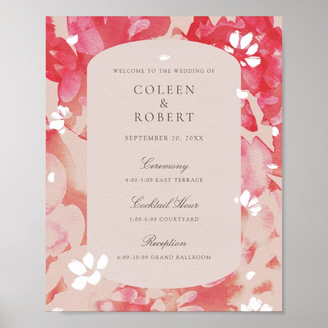 Affiche Mariage de corail rose flou rose (Devant)